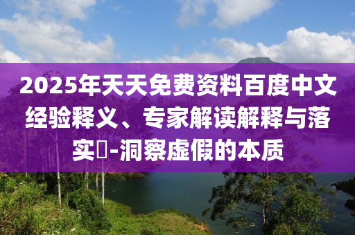 2025年天天免費資料百度中文經(jīng)驗釋義、專家解讀解釋與落實?-洞察虛假的本質