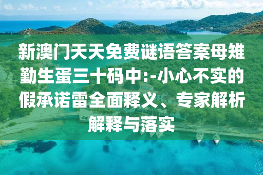 新澳門天天免費(fèi)謎語答案母雉勤生蛋三十碼中:-小心不實(shí)的假承諾雷全面釋義、專家解析解釋與落實(shí)