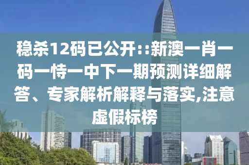 穩(wěn)殺12碼已公開::新澳一肖一碼一恃一中下一期預(yù)測詳細(xì)解答、專家解析解釋與落實(shí),注意虛假標(biāo)榜