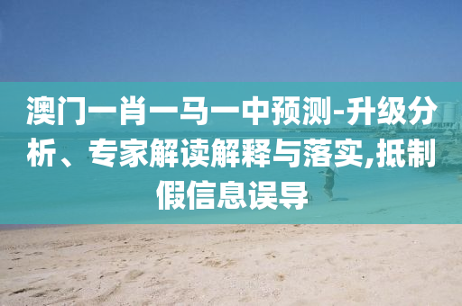 澳門一肖一馬一中預(yù)測(cè)-升級(jí)分析、專家解讀解釋與落實(shí),抵制假信息誤導(dǎo)