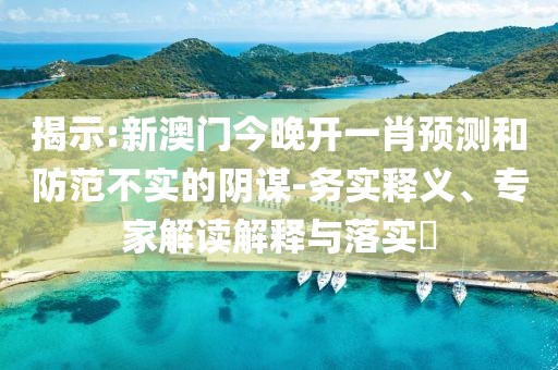 揭示:新澳門今晚開一肖預測和防范不實的陰謀-務實釋義、專家解讀解釋與落實?