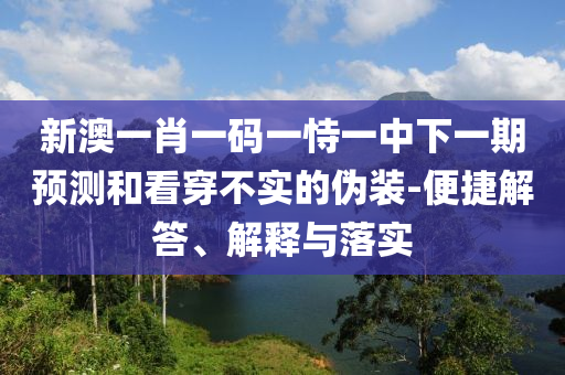 新澳一肖一碼一恃一中下一期預(yù)測(cè)和看穿不實(shí)的偽裝-便捷解答、解釋與落實(shí)