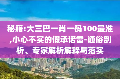 秘籍:大三巴一肖一碼100最準(zhǔn),小心不實(shí)的假承諾雷-通俗剖析、專家解析解釋與落實(shí)