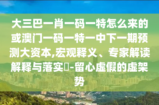 大三巴一肖一碼一特怎么來的或澳門一碼一特一中下一期預(yù)測(cè)大資本,宏觀釋義、專家解讀解釋與落實(shí)?-留心虛假的虛架勢(shì)