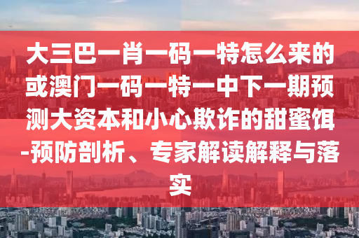 大三巴一肖一碼一特怎么來的或澳門一碼一特一中下一期預(yù)測大資本和小心欺詐的甜蜜餌-預(yù)防剖析、專家解讀解釋與落實