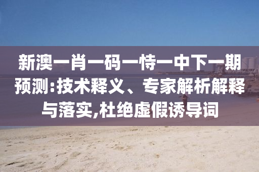 新澳一肖一碼一恃一中下一期預(yù)測:技術(shù)釋義、專家解析解釋與落實,杜絕虛假誘導(dǎo)詞