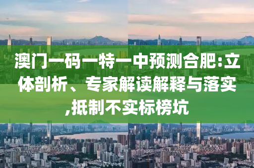 澳門一碼一特一中預(yù)測合肥:立體剖析、專家解讀解釋與落實(shí),抵制不實(shí)標(biāo)榜坑